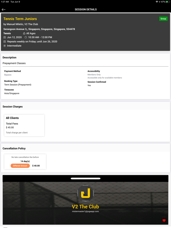 JogaApp: Schedule Management iPad screenshot 5 - Health & Fitness app
