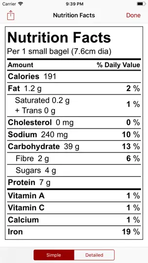 Captura de pantalla de Nutrients Canada en iPhone 1