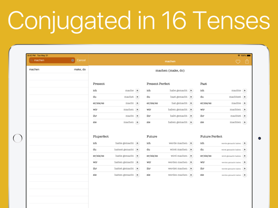 German Verb Conjugator iPad screenshot 2 - Education app