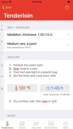 Captura de pantalla de Sous Vide °Celsius en iPhone 2