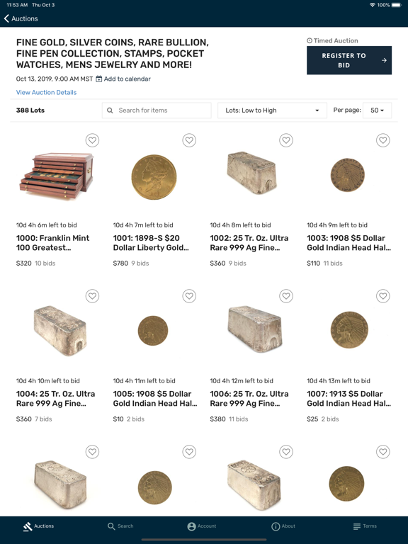 Bradford's Auction Gallery iPad screenshot 2 - Shopping app