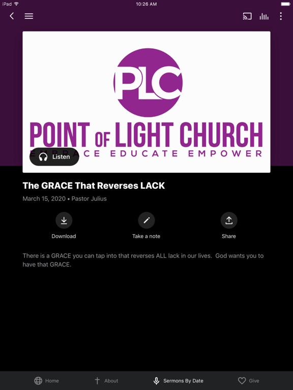 Point of Light Church iPad screenshot 3 - Education app