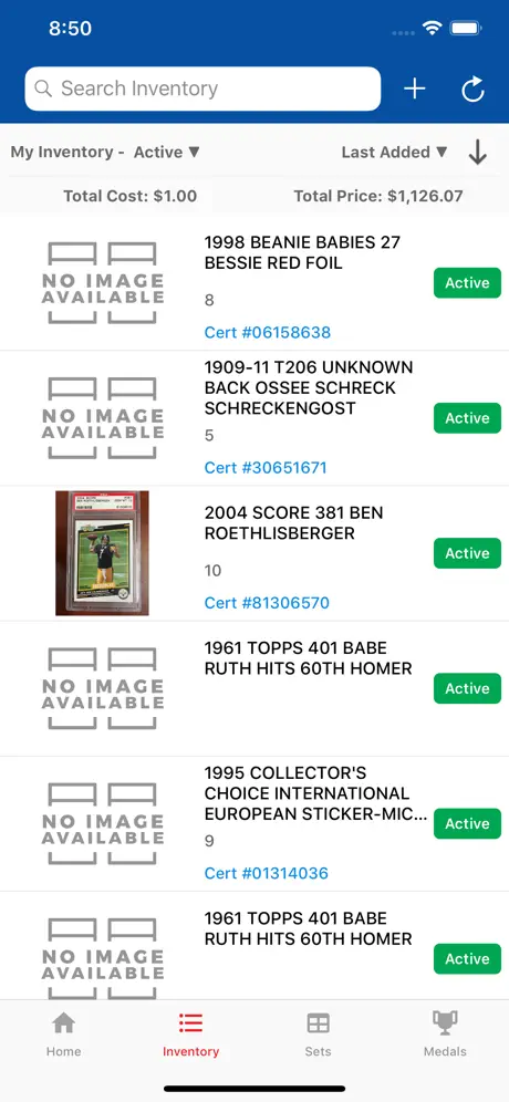 PSA Set Registry