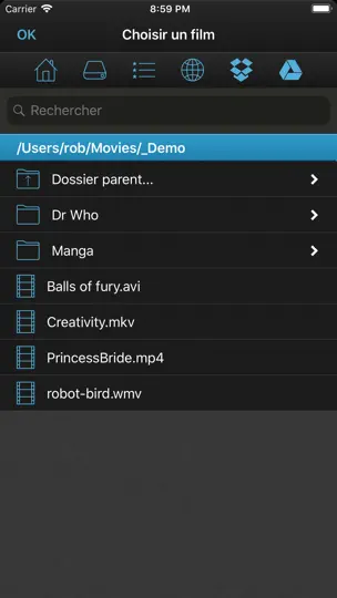 Capture d'écran de VLC Streamer sur iPhone 2