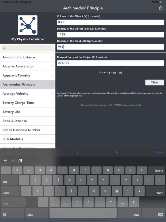 Physics Calculators Converters iPad screenshot 1 - Education app