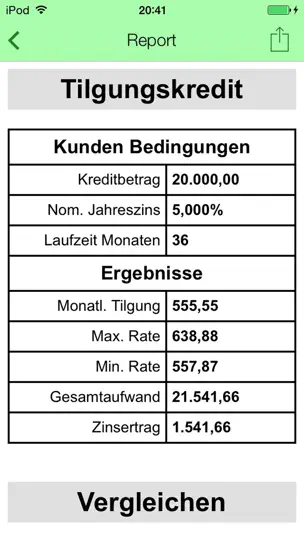 Screenshot von Kreditrechn + auf dem iPhone 3