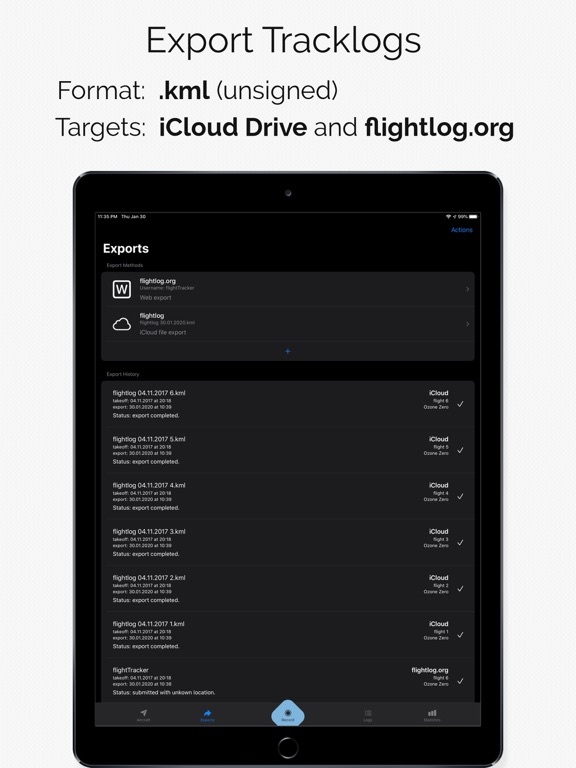 AirLogger iPad screenshot 6 - Sports app
