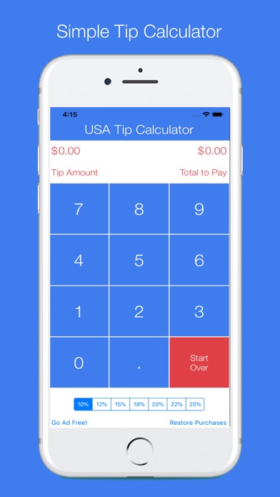 USA Tip Calculator iPhone screenshot 1 - Finance app