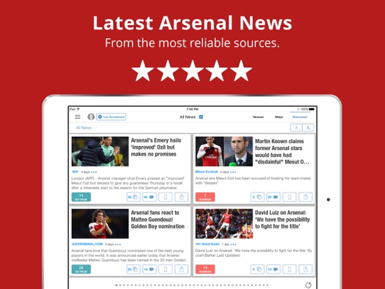 Arsenal News & Transfers iPad screenshot 6 - Sports app