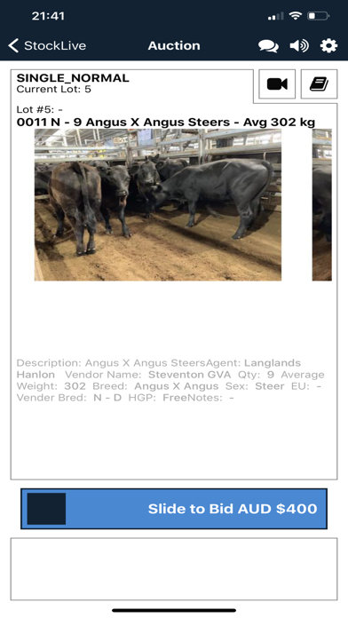 StockLive Mobile Bidding Screenshot