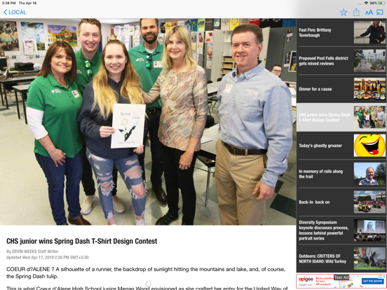 Coeur d'Alene Press iPad screenshot 5 - News app