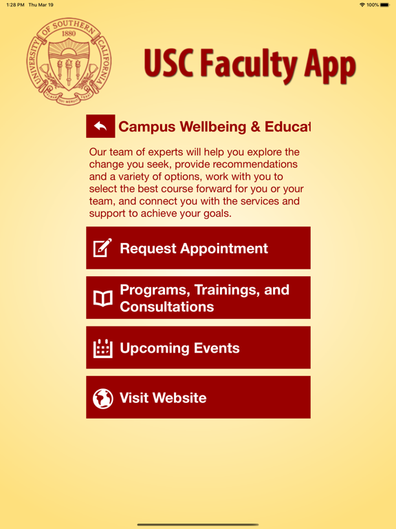 USC Faculty App iPad screenshot