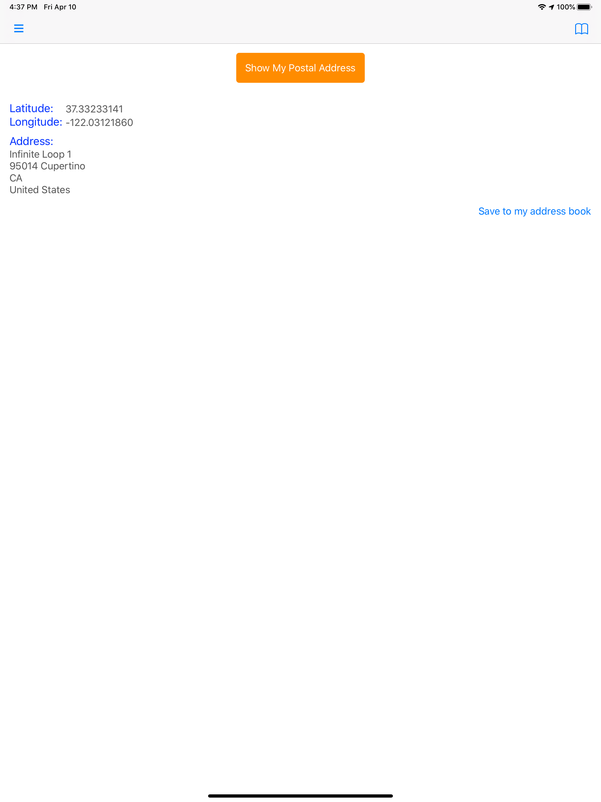 Show My Postal Address