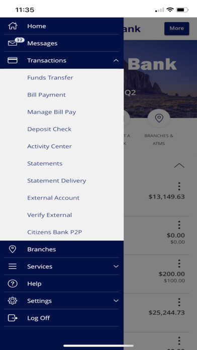 Citizens Bank Mobile App Screenshot