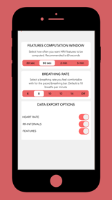 Camera Heart Rate Variability screenshot