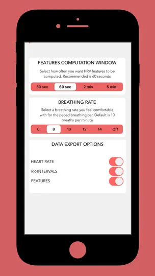 Captura de pantalla de Camera Heart Rate Variability en iPhone 6