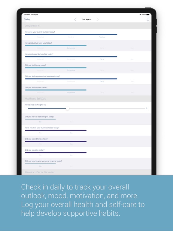 eMoods Wellness Tracker iPad screenshot 1 - Lifestyle app