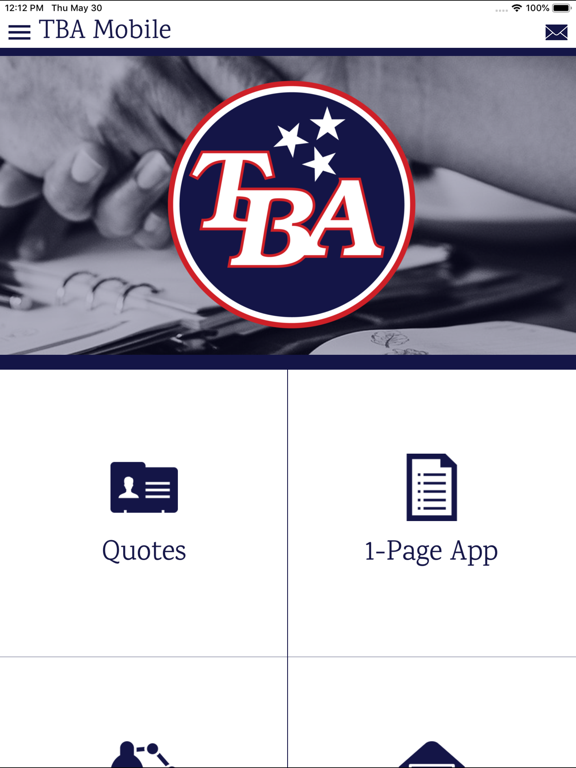 TBA Mobile App iPad screenshot 1 - Business app