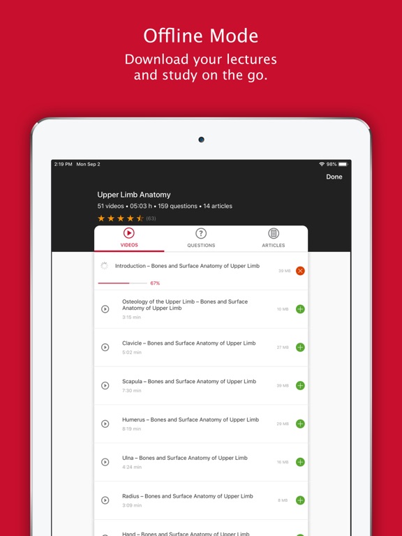 Lecturio UH Coll of Medicine iPad screenshot
