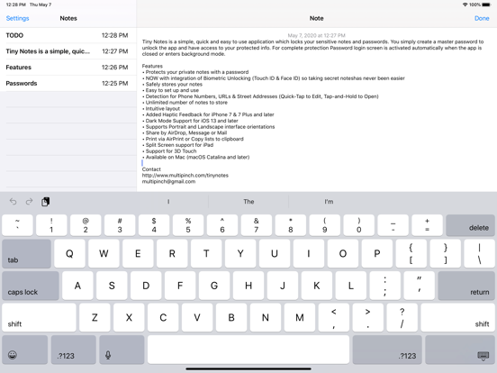 Tiny Notes iPad screenshot 5 - Utilities app