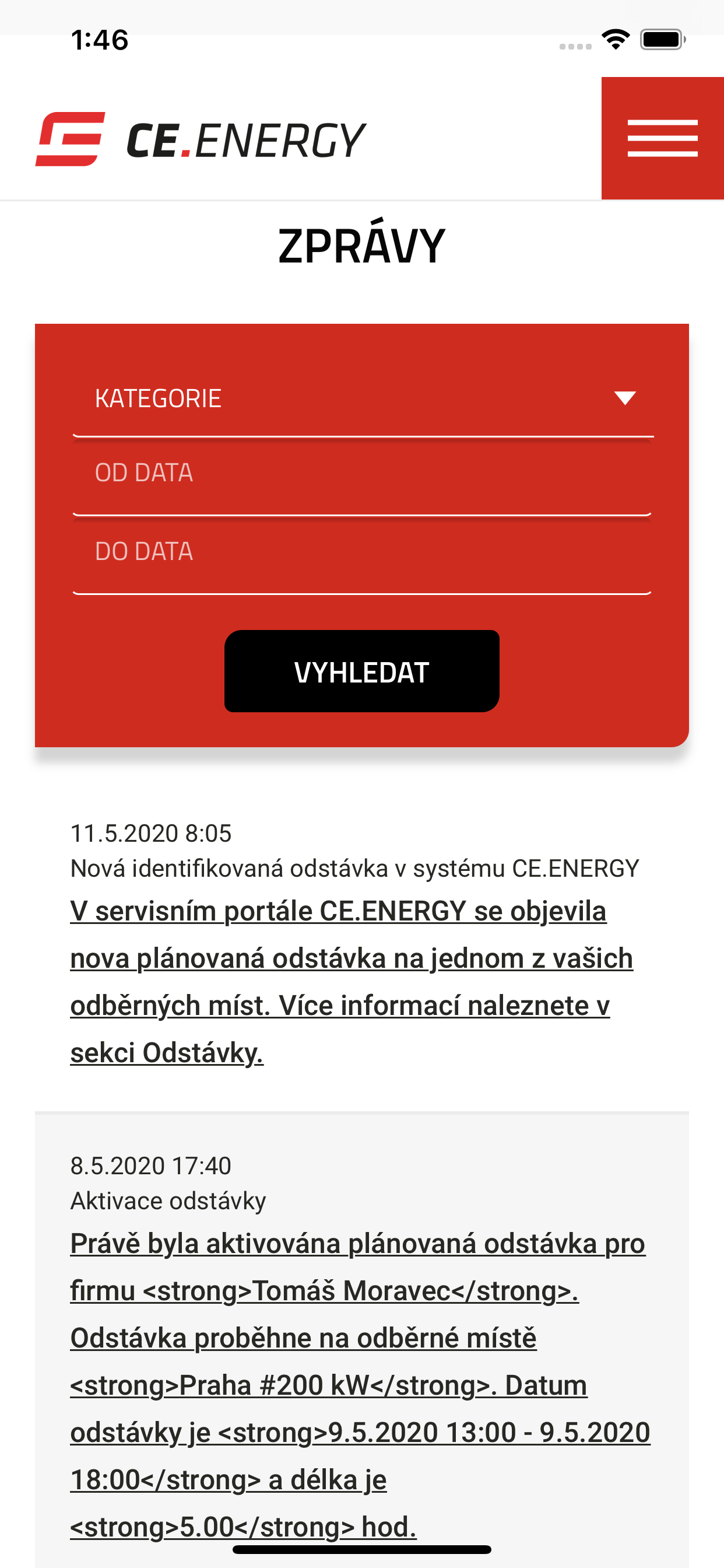 CE.ENERGY - servisní portál