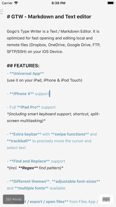 Screenshot #1 pour GTW - Markdown & Text Editor