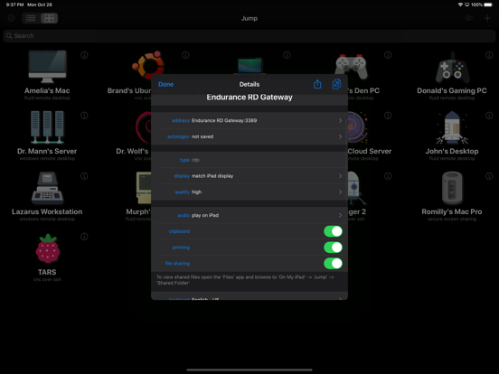 Jump Desktop (RDP, VNC, Fluid) iPad app afbeelding 3