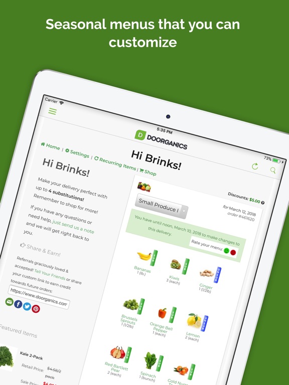 Doorganics iPad screenshot 2 - Food & Drink app