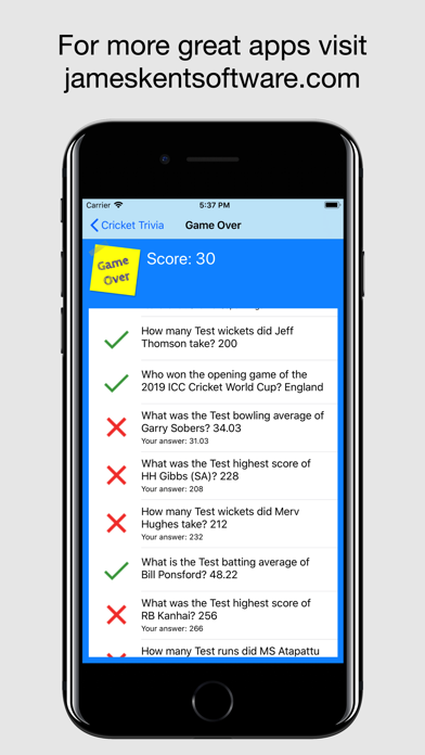 Cricket Trivia - Quiz Game Screenshot