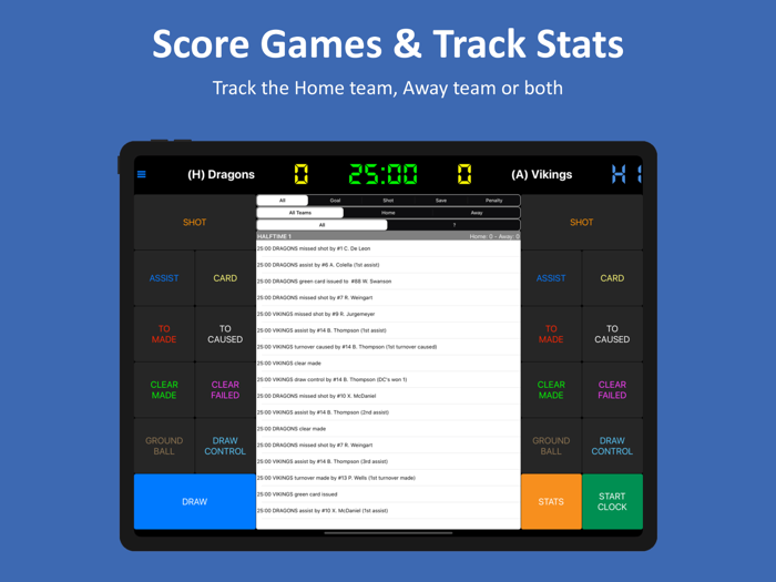 Lacrosse Scorebook  Stats