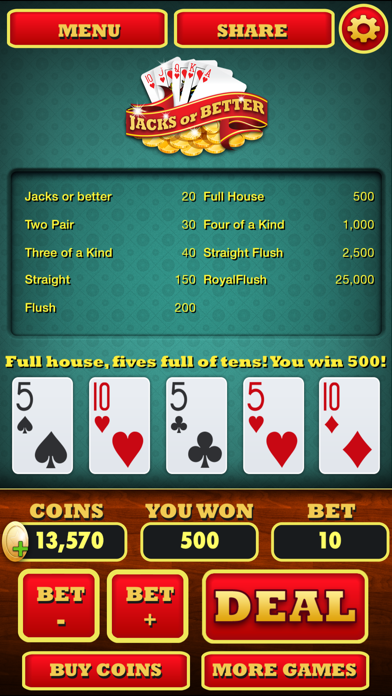 Screenshot #1 pour Video Poker ( Jacks or Better)