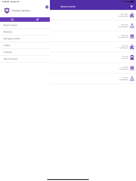 Evocare iPad screenshot