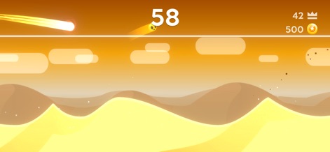 Dune! - This shot highlights the fiery acceleration trail of the player's orb and the crucial scoring horizon line, essential for achieving high scores.