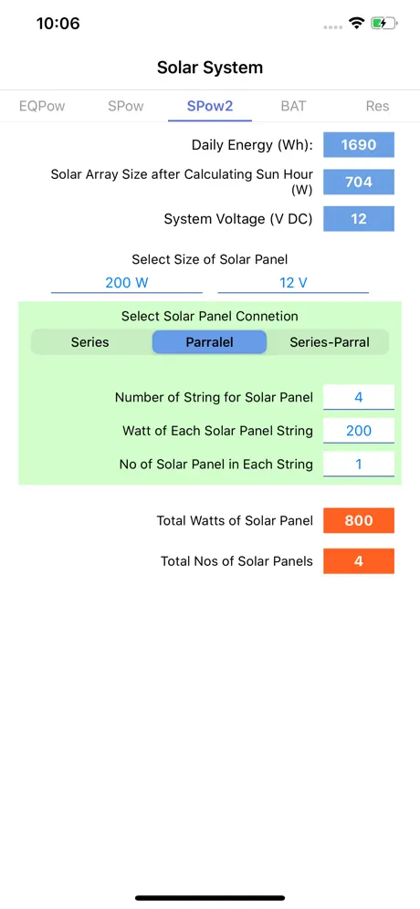 PV Calculator - off grid