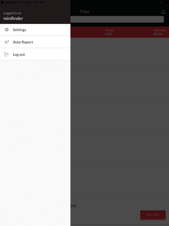 MiniFinder TripLog iPad screenshot