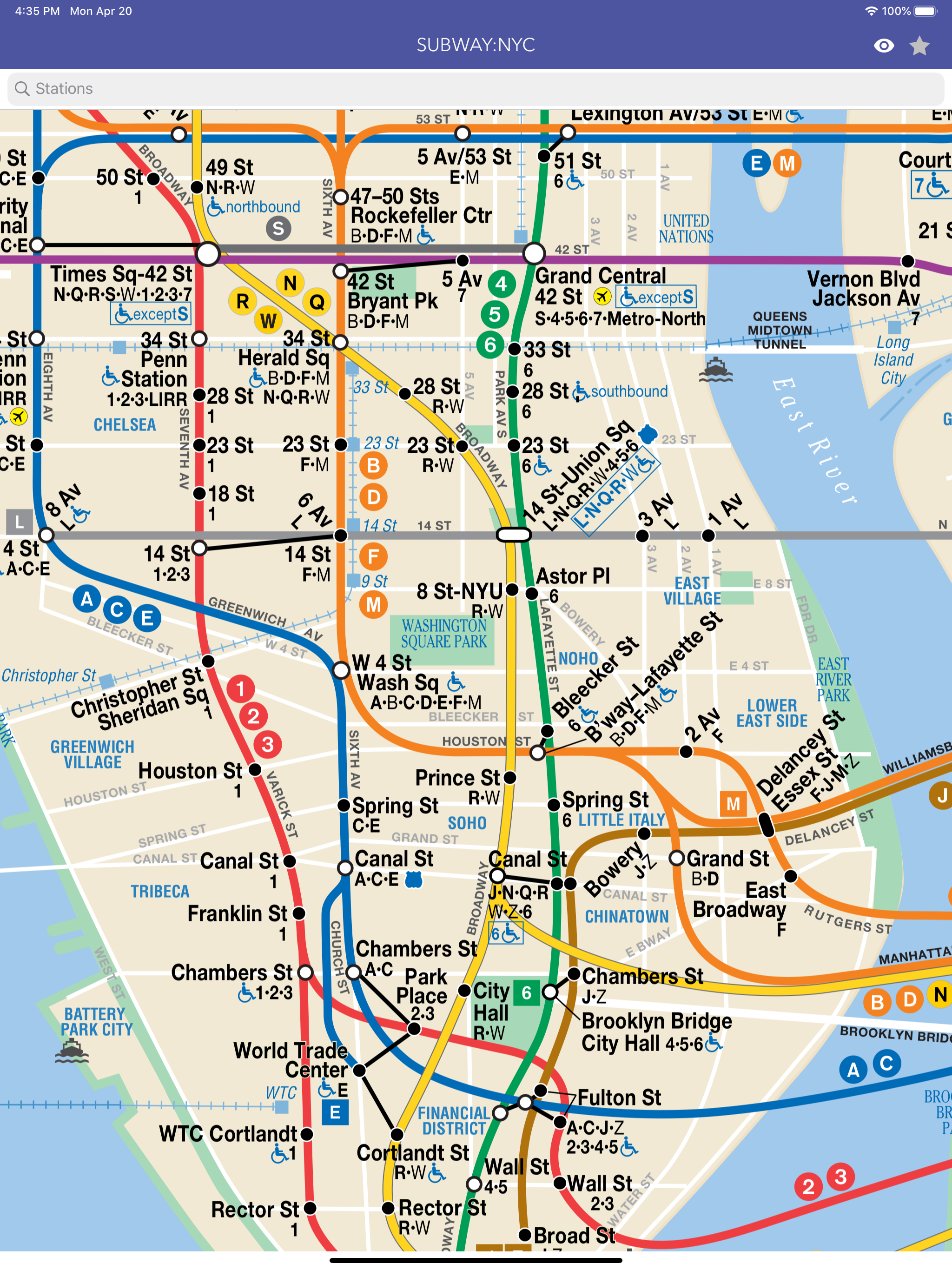 SUBWAY:NYC - Map + Train Times