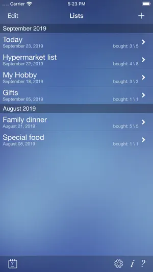 Just Buy! shopping list screenshot 1