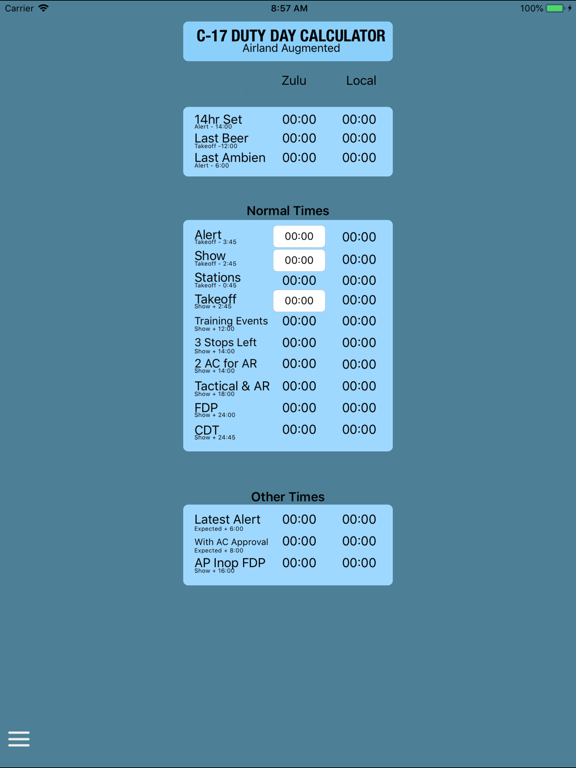 Screenshot #5 pour C-17 Duty Day Calc