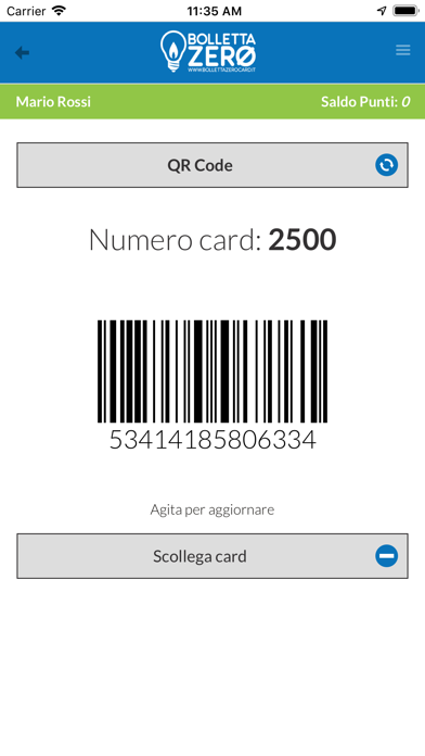 Bolletta Zero Card iPhone screenshot