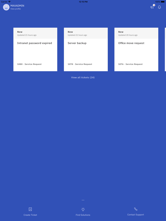 IBM Control Desk iPad screenshot