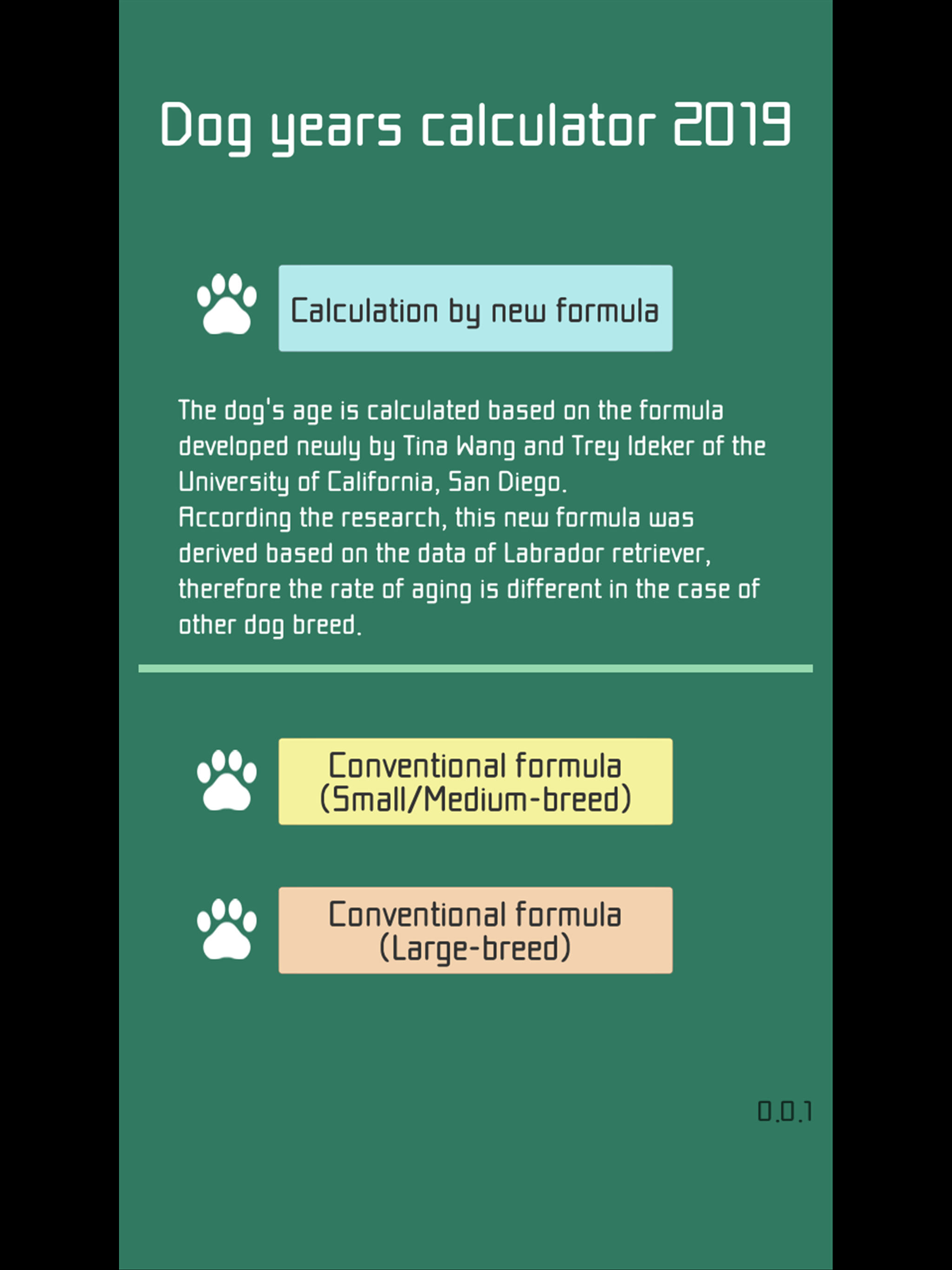 Dog Years Calc 2019