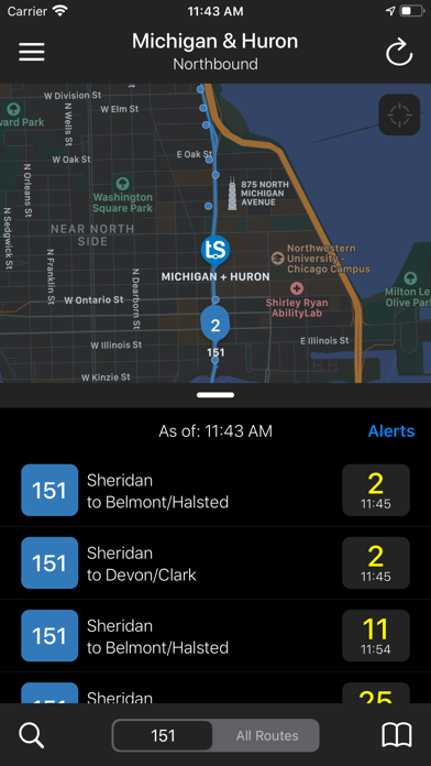 Transit Stop: CTA Tracker. Screenshot