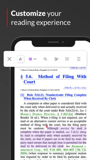 Captura de pantalla de LexisNexis® Digital Library en iPhone 3