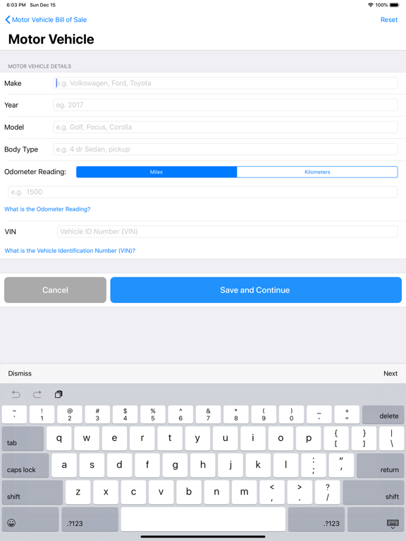 My Bill of Sale iPad screenshot 3 - Finance app