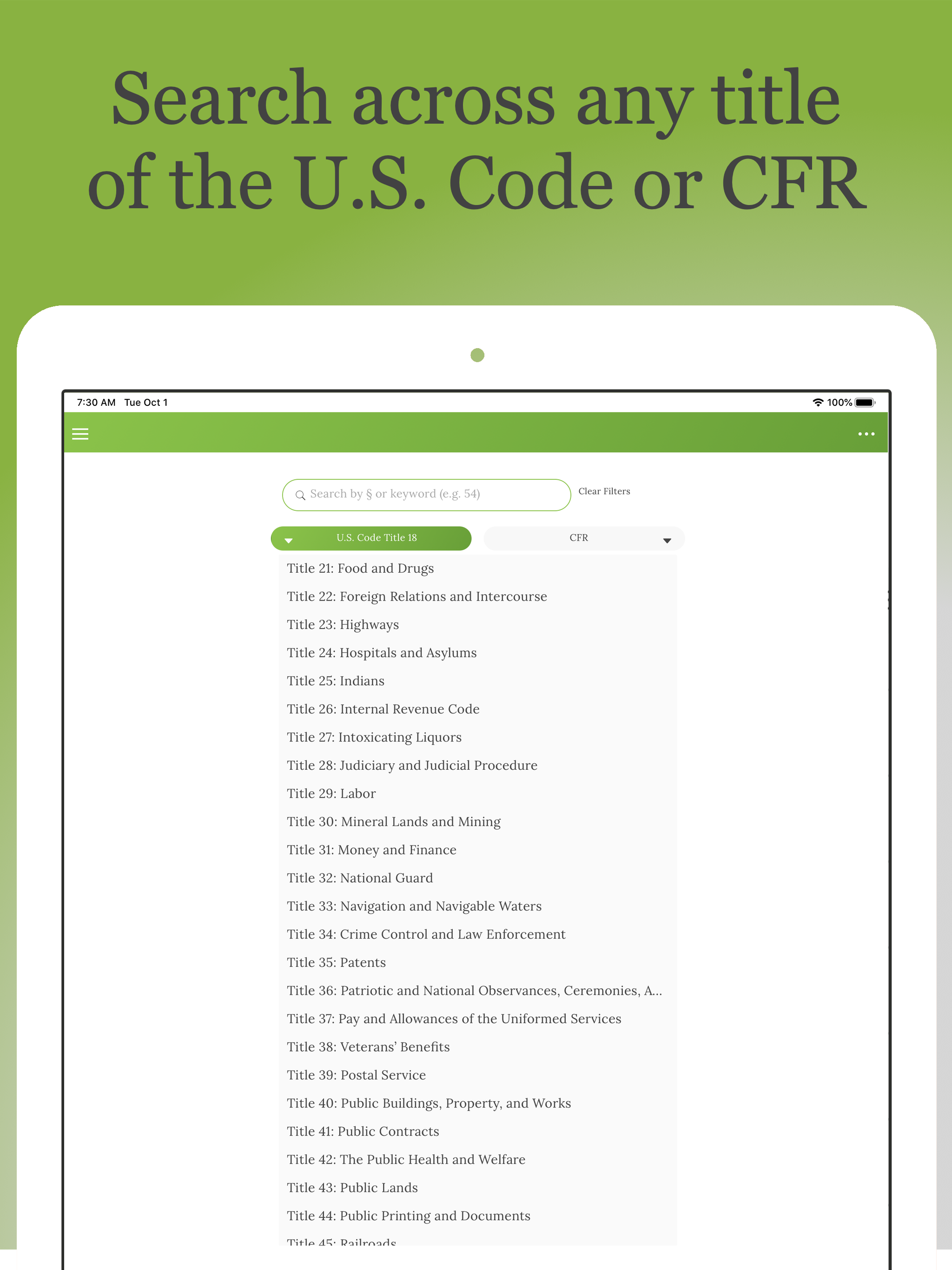 GeniusLex: U.S. Code & CFR