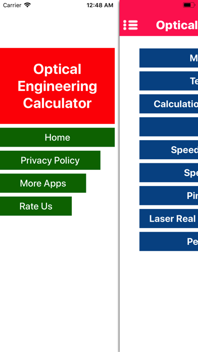 Optical Engineering Calculator Screenshot