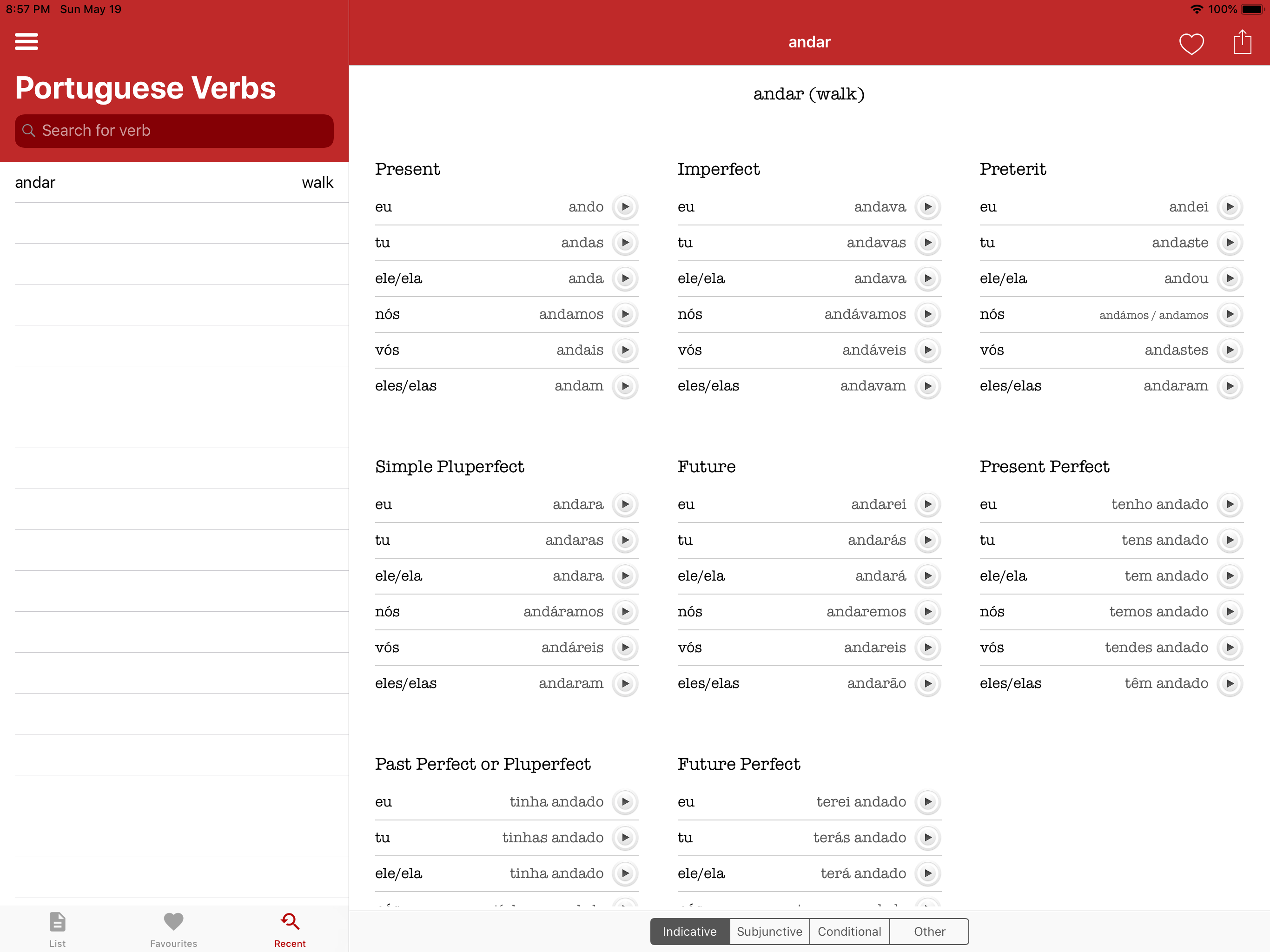 Portuguese Verb Conjugator Pro
