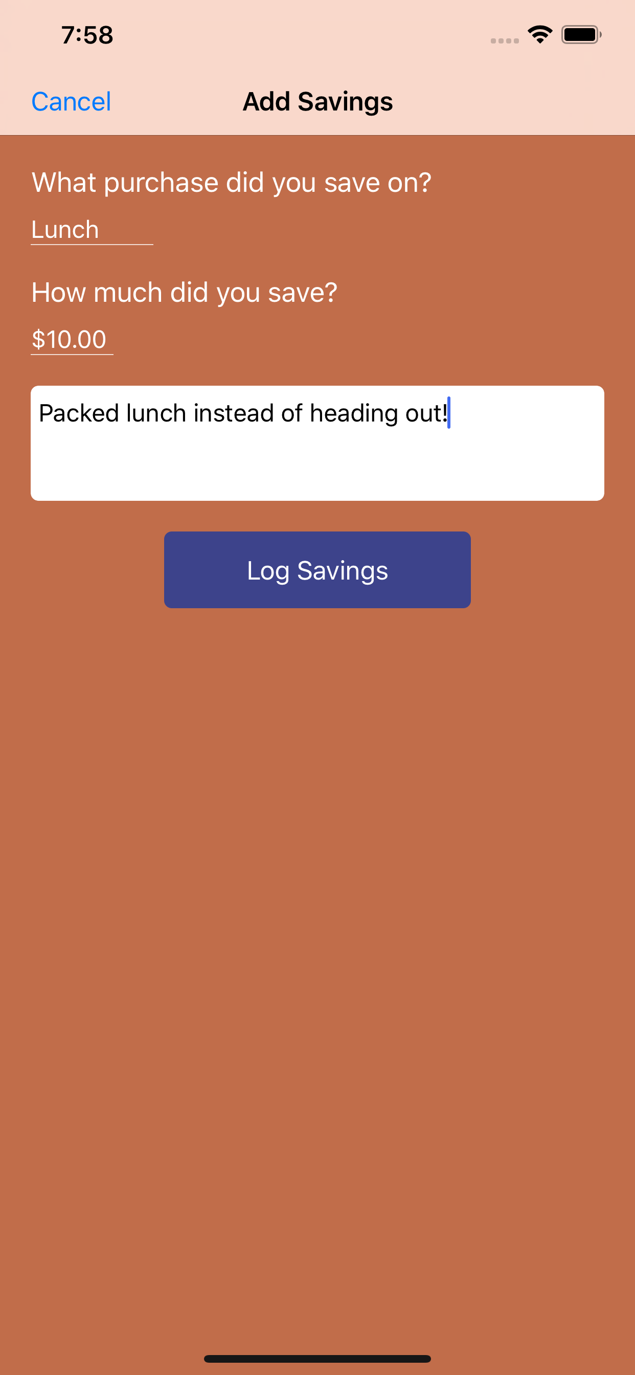 SaveSense: Save, Log, Indulge screenshot 3
