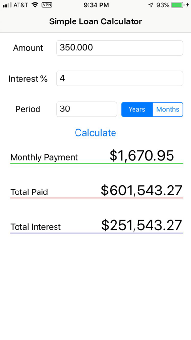 Screenshot #2 pour Simple Loan Calculator SS