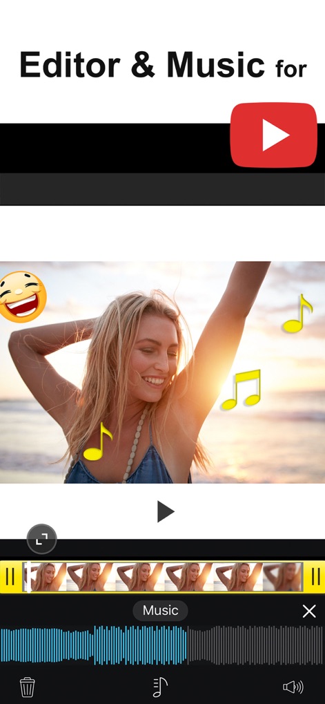 No Crop Photo Video Resize - L'application intègre un éditeur vidéo complet, permettant d'ajouter de la musique personnalisée et de synchroniser précisément les sons via l'affichage des formes d'onde.
